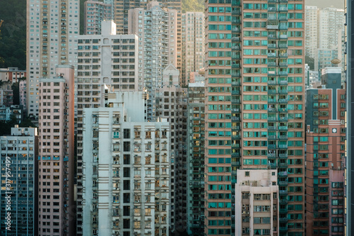 skysraper buildings and city skyline of  Hong Kong photo