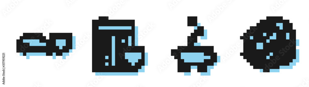 Set line Piggy bank with coin, Car with shield, House with shield and Crumpled paper ball icon. Vector Set line Piggy bank with coin, Car with shield, House with shield and Crumpled paper ball icon. Vector
