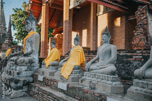 Wat Yai Chaimongkol Buddhist temple on Asahna Bucha Day.  photo
