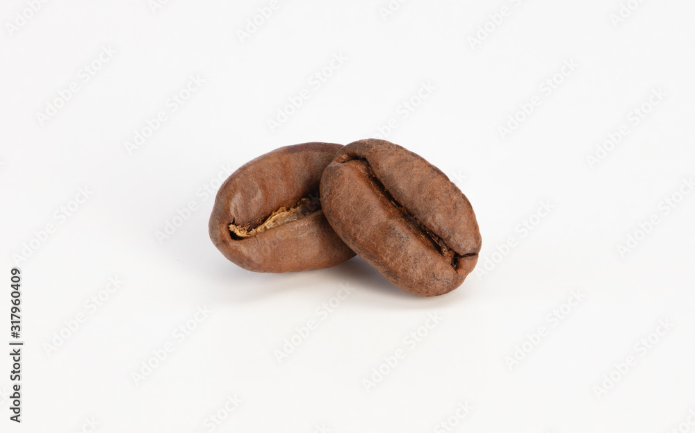 Coffee beans on white background, high resolution, macro. Coffee beans on white background, high resolution, macro.