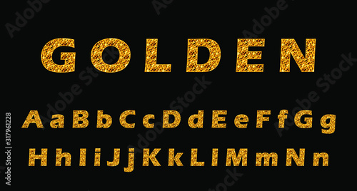 shining textured golden font set