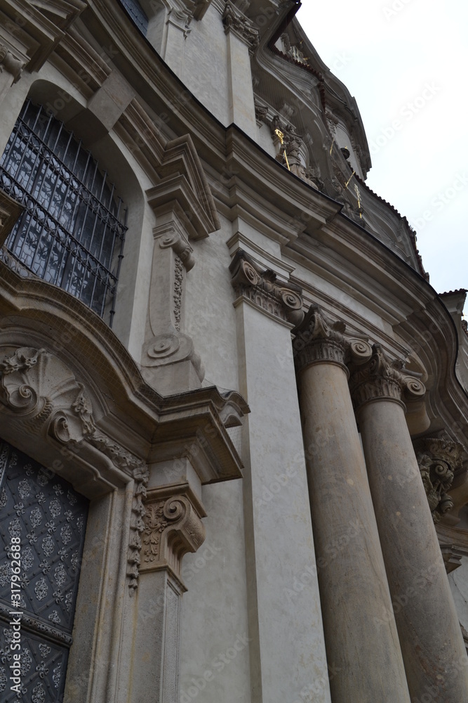 detail of the facade of st pauls cathedral in rome italy