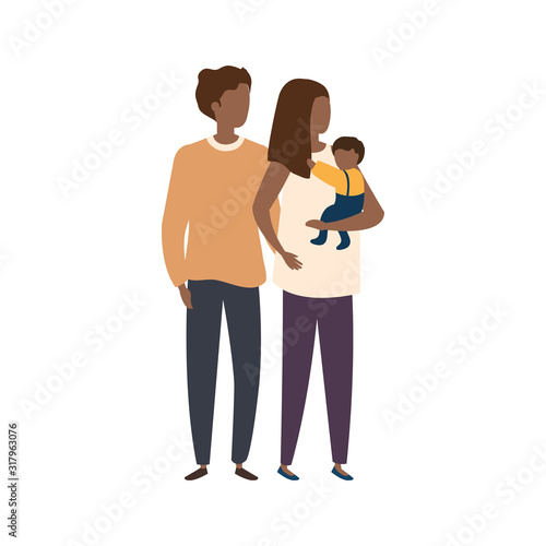 parents afro with baby boy avatar characters vector illustration design