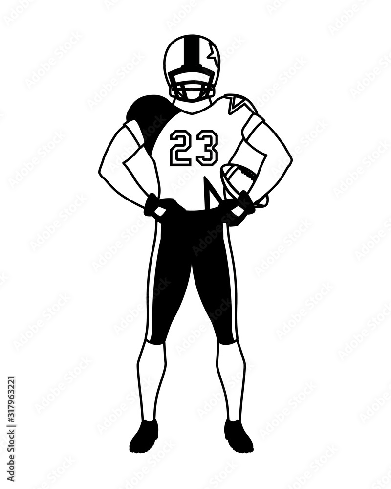 man team player american football with uniform on white background man team player american football with uniform on white background