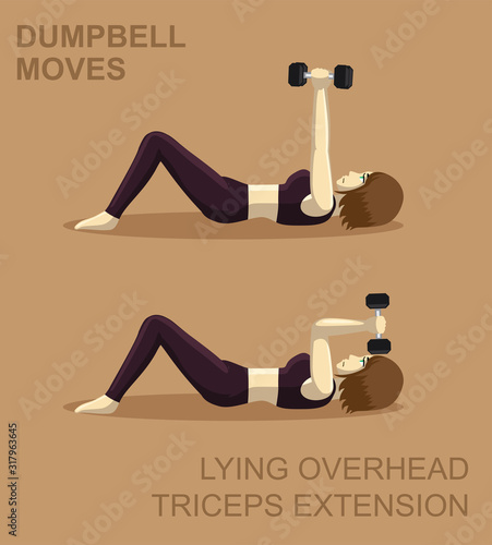 Lying Overhead Triceps Extension Dumbbell Moves Manga Gym Set Illustration