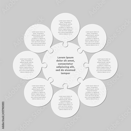 Eight pieces puzzle circles diagram info graphic
