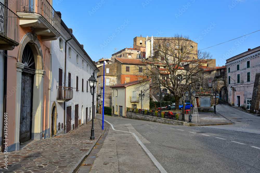 Tora and Piccilli, Italy, 01/24/2020. Panoramic view of the village