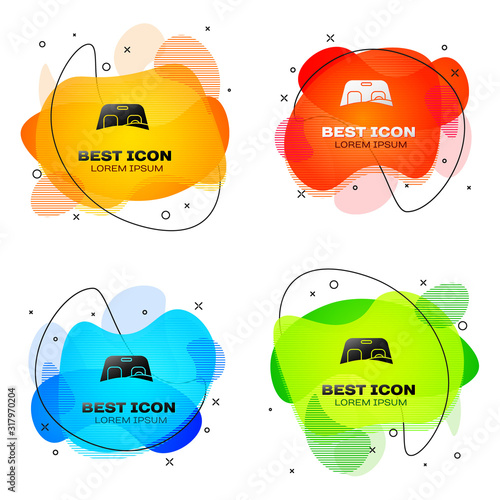 Black Car windscreen icon isolated on white background. Set abstract banner with liquid shapes. Vector Illustration
