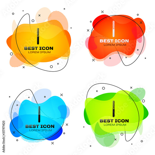 Black Nail file icon isolated on white background. Manicure tool. Set abstract banner with liquid shapes. Vector Illustration