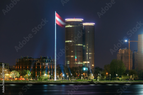 Εκτύπωση καμβά Riga, Latvia : Sun Stone (Saules akmens) is an office skyscraper in Riga, in Pardaugava