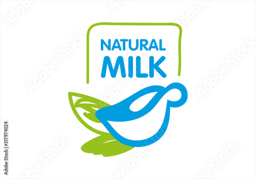 Milk symbol set. Dairy organic logo. Food and drink sign elements. photo