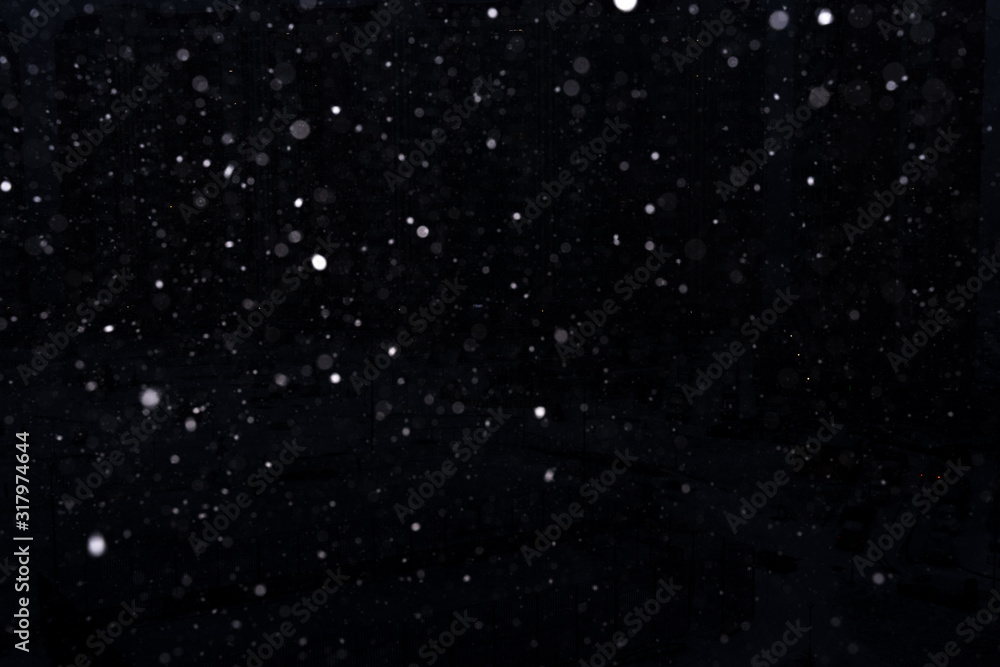 snow on a black background. snow texture