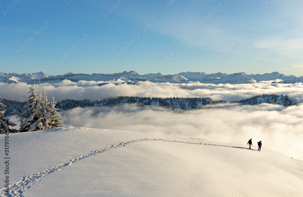 custom made wallpaper toronto digitalHiker in snowy mountain landscape near Oberstaufen, Bavaria, Germany