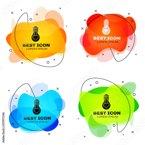 Black Executioner axe in tree block icon isolated on white background. Hangman, torturer, executor, tormentor, butcher, headsman. Set abstract banner with liquid shapes. Vector Illustration