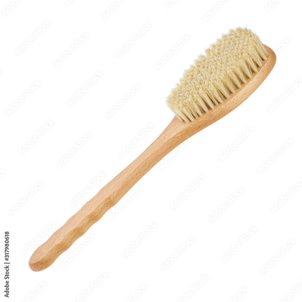 Wooden massage brush isolated on white background Wooden massage brush isolated on white background