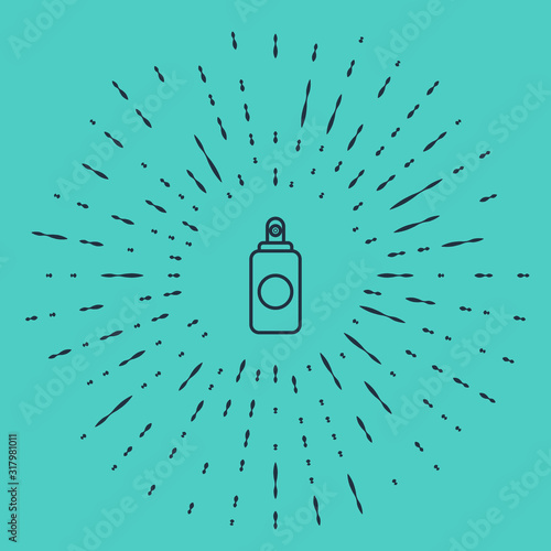 Black line Spray can for air freshener, hairspray, deodorant, antiperspirant icon isolated on green background. Abstract circle random dots. Vector Illustration