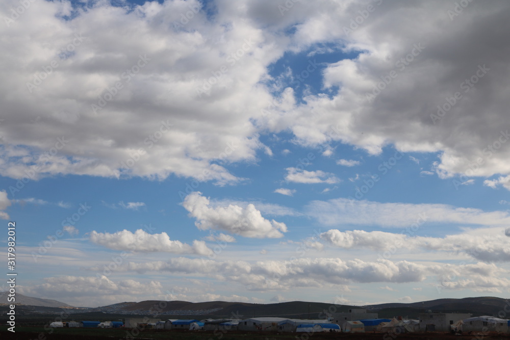 Sky in IDP camps on the Syrian-Turkish border