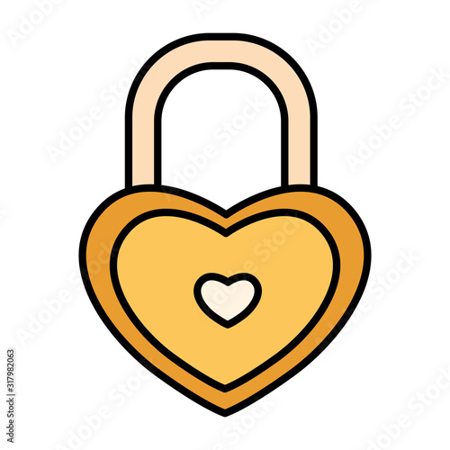 heart shaped security padlock on white background