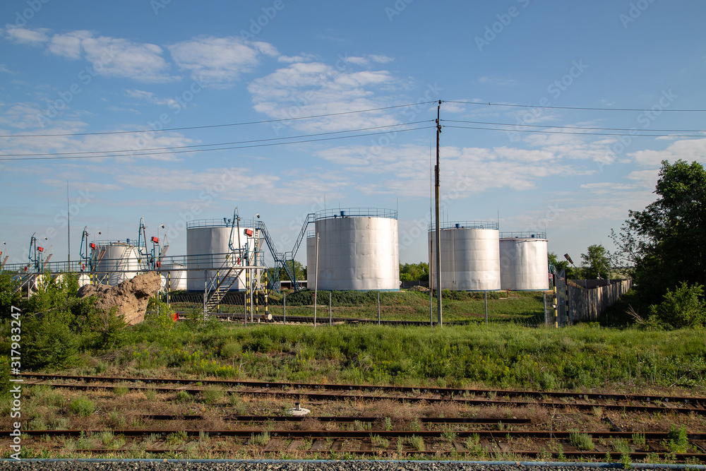 Small tank farm. Tanks and pipes Small tank farm. Tanks and pipes