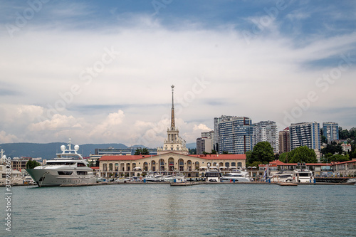Sochi, Russia - June 5, 2019: Sea port city resort of Sochi Grand Marina