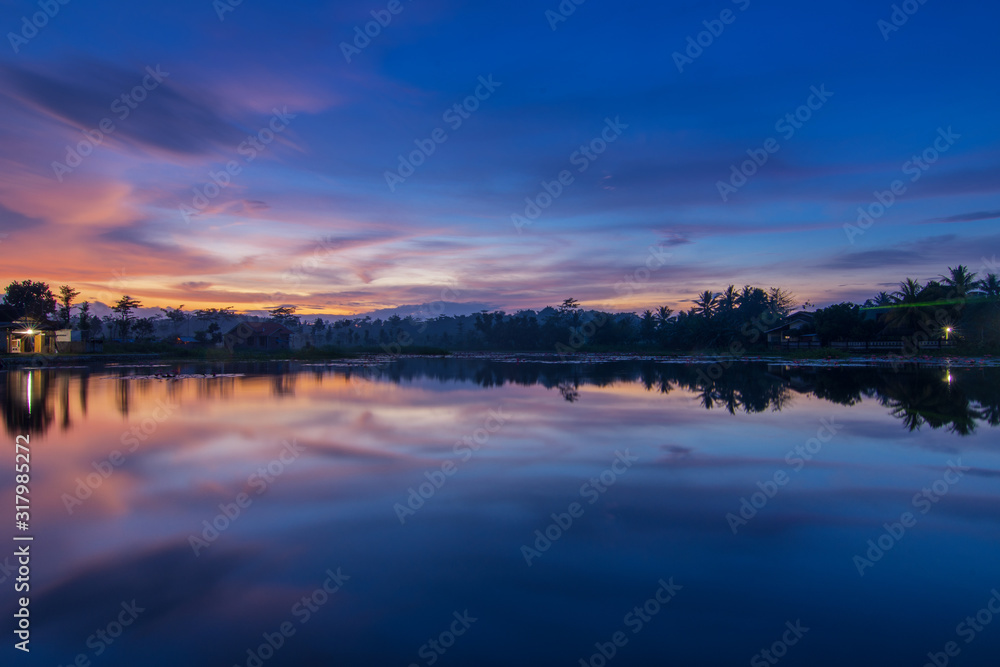 sunset over lake