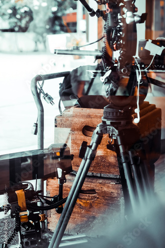 Film crew equipment, Detail image of Tripod background 