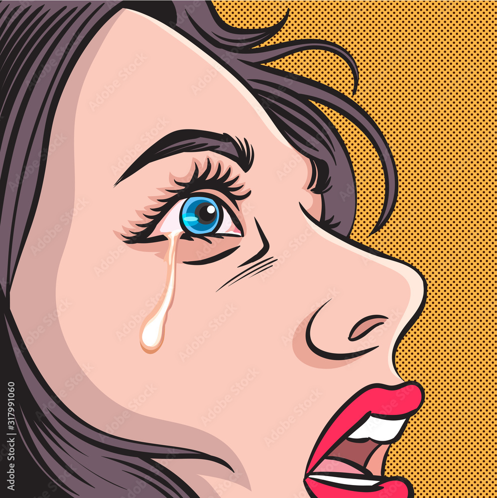 Crying woman.Pop art retro vector illustration Stock Vector | Adobe Stock