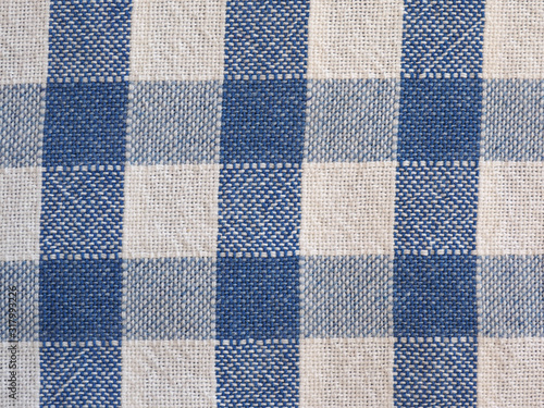 blue and white checkered fabric background