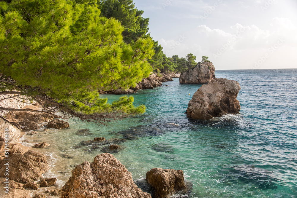 paradise beach in Brela on Makarska riviera, Dalmatia, Croatia