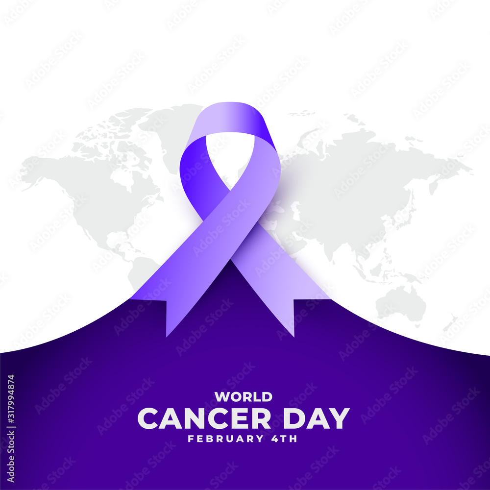 world cancer day purple ribbon concept event poster Stock Vector ...