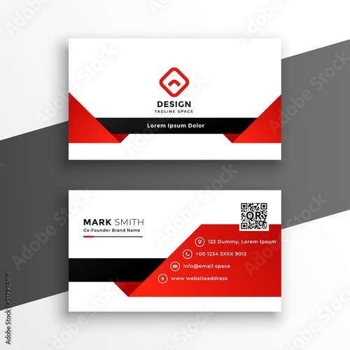 red and white modern business card design template