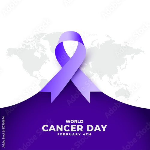 world cancer day purple ribbon concept event poster