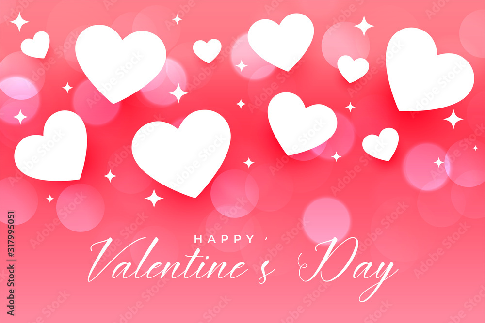 happy valentines day beautiful hearts pink background