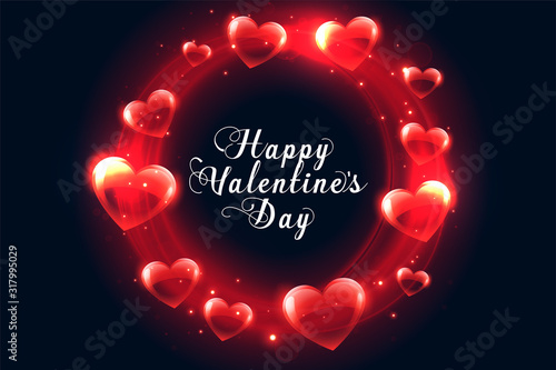 happy valentines day shiny hearts frame background