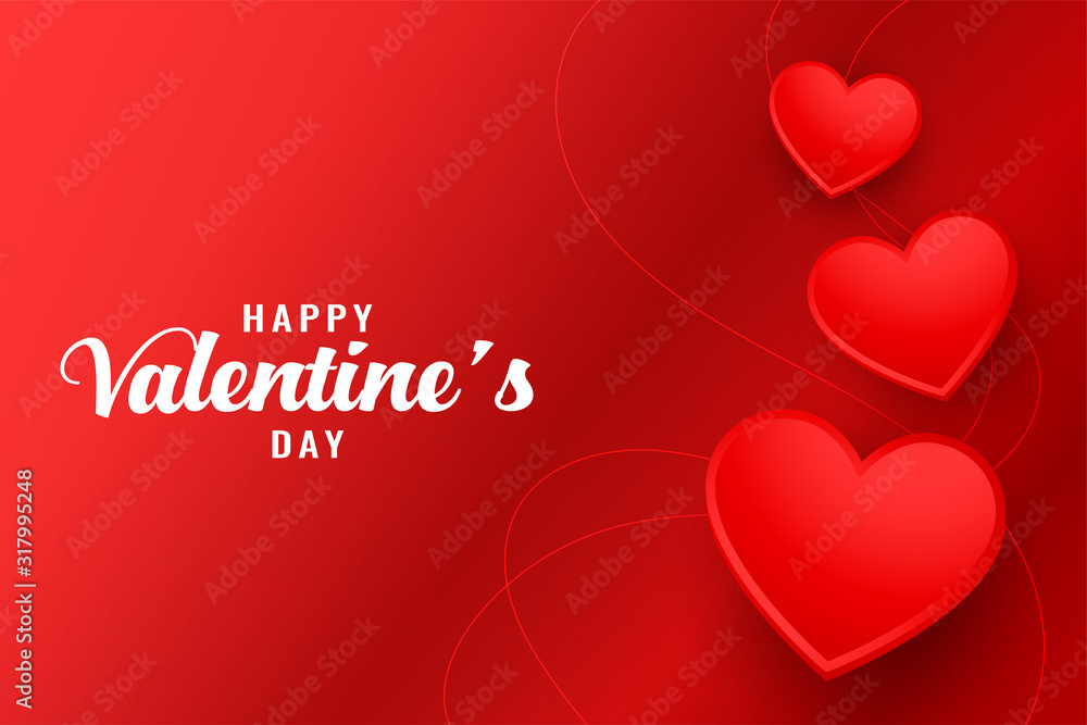 happy valentines day beautiful red hearts greeting background