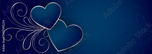 stylish blue valentines day hearts banner design