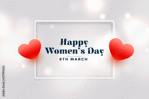 happy womens day red hearts banner design