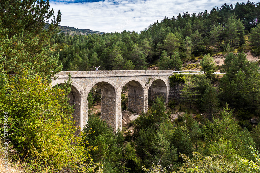 The old viaduct is in the Spanish forests