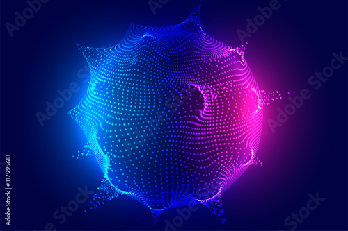glowing digital particle sphere technology background design