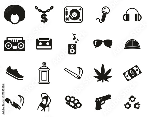 Hip Hop Culture & Fashion Icons Black & White Set Big