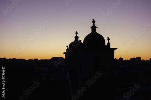 detail of silhouette of Oporto Skyline