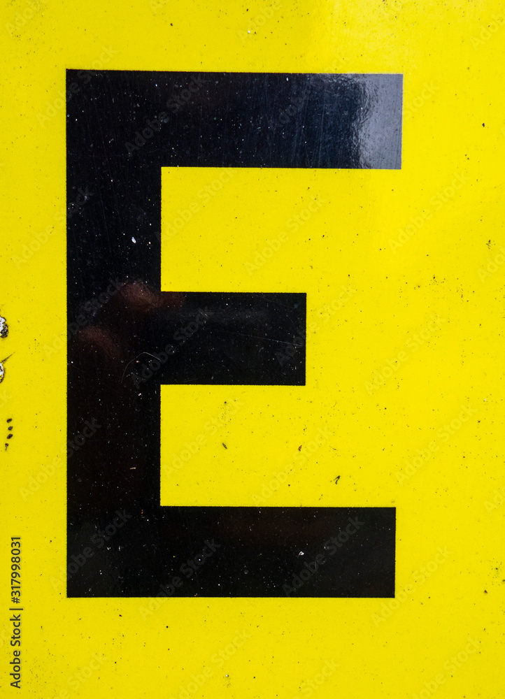 Written Wording in Distressed State Typography Found Letter E Written Wording in Distressed State Typography Found Letter E