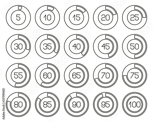 Loading Or Percentage Icons Black & White Thin Line Set 01 Big