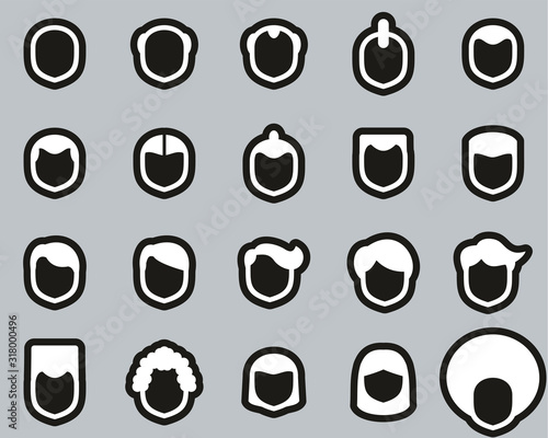 Male Haircut Style Icons White On White Sticker Set Big