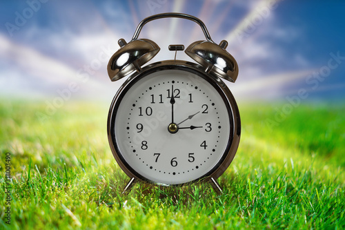 Daylight saving time concept with Alarm clock.