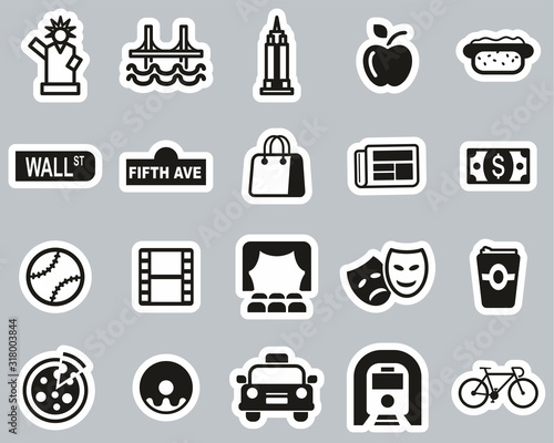New York City & Culture Icons Black & White Sticker Set Big