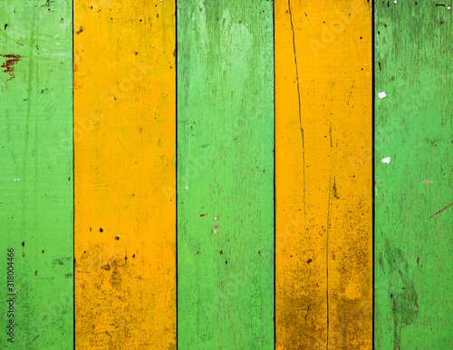 Yellow and green colored wood walls