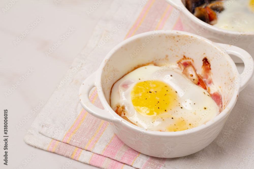 fried eggs with mushrooms and tomatoes, bacon for breakfast fried eggs with mushrooms and tomatoes, bacon for breakfast