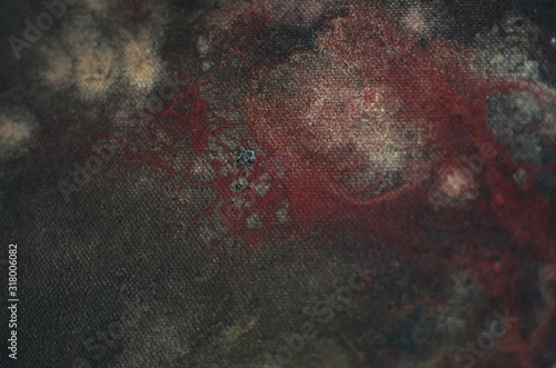 Fototapeta Naklejka Na Ścianę i Meble -  red and gold organic texture painting
