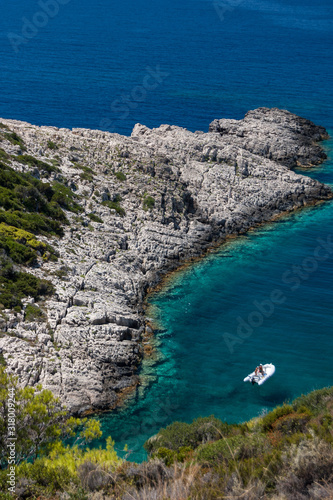 Rocky beach seashore on Zakynthos